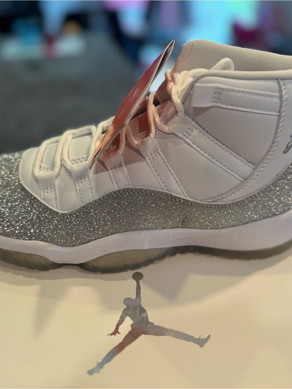 Rare Jordan Women’s Retro High-Top Sneakers in White and Silver Glitter